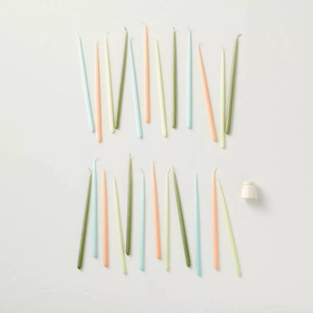 25pc Mini Taper Wishing Candles with Ceramic Holder – Hearth & Hand Magnolia